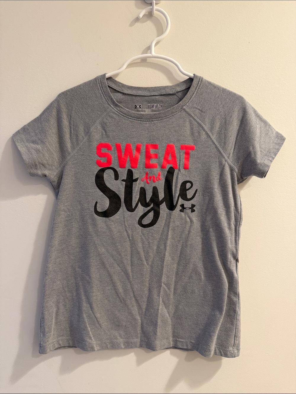 Under Armour Grey Tee with Red HeatGear Logo